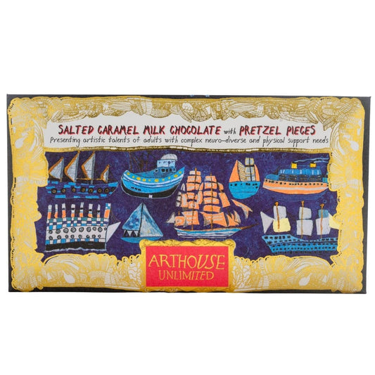 Arthouse Unlimited | Ship Ahoy, Salted Caramel Milk Chocolate with Pretzel Pieces