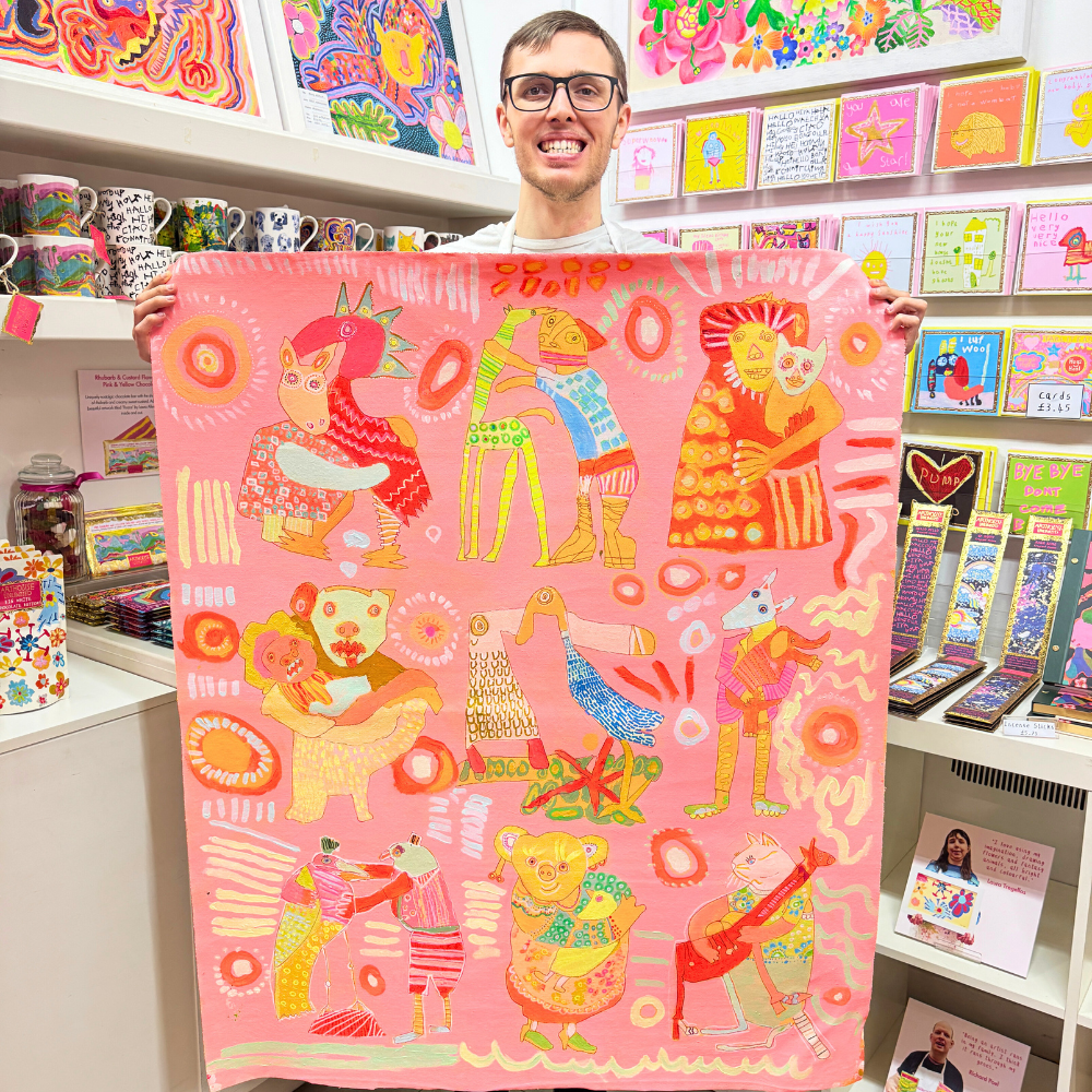 Arthouse Unlimited | 100% Organic Cotton Tea Towel | Hugging Animals