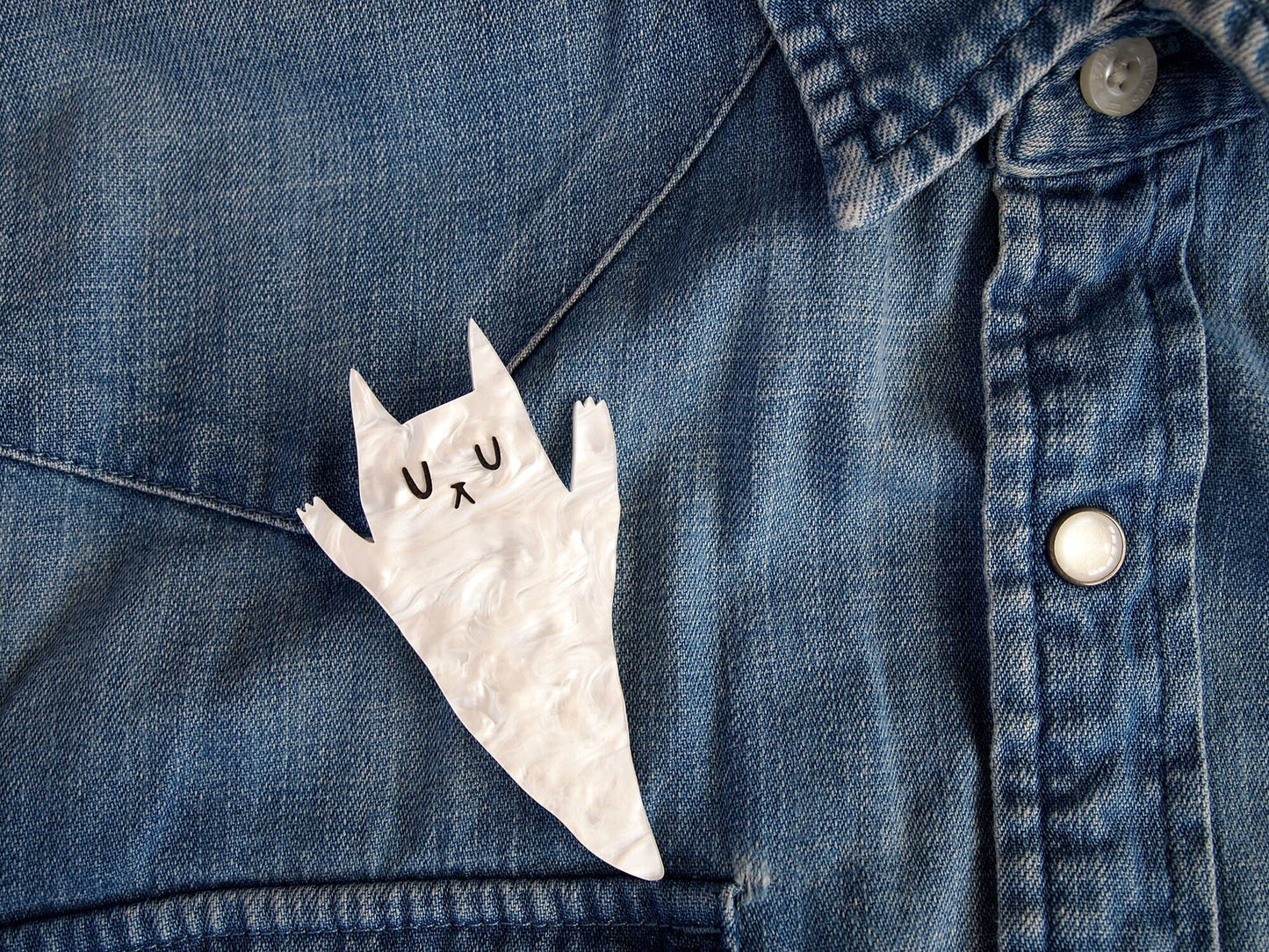 I Like Cats | Laser Cut Acrylic Brooch | Ghost Cat