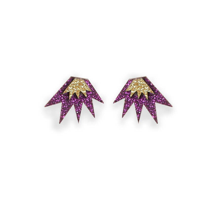 Kam Creates | Bang Bang Mini Stud Earrings | Aubergine & Gold