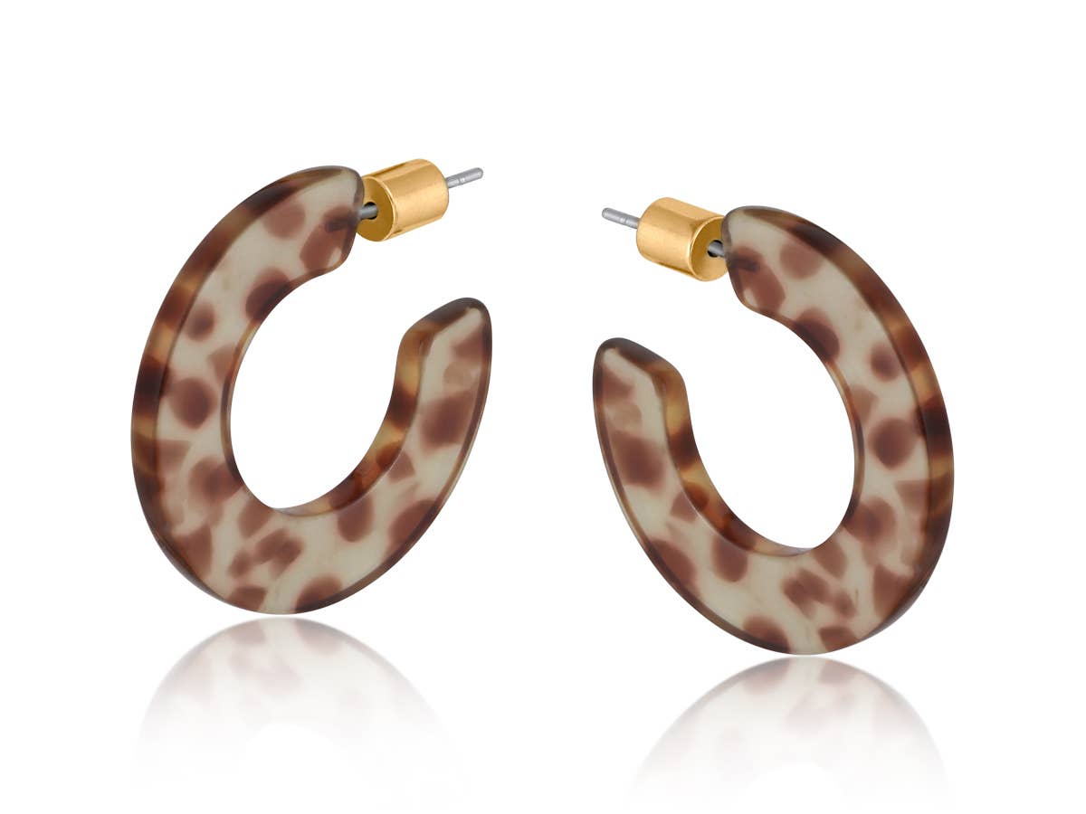 Big Metal London | Marseille Flat Resin Hoop Earrings | Brown
