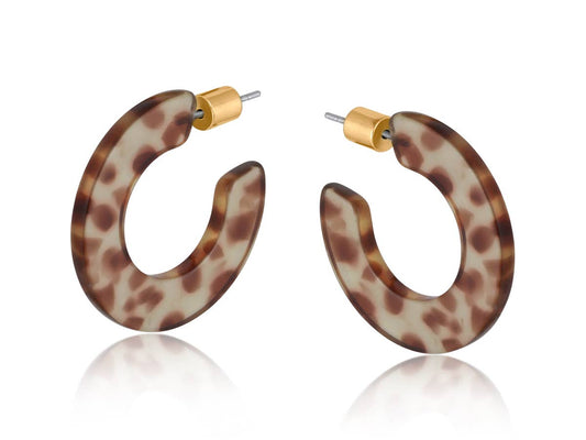 Big Metal London | Marseille Flat Resin Hoop Earrings | Brown