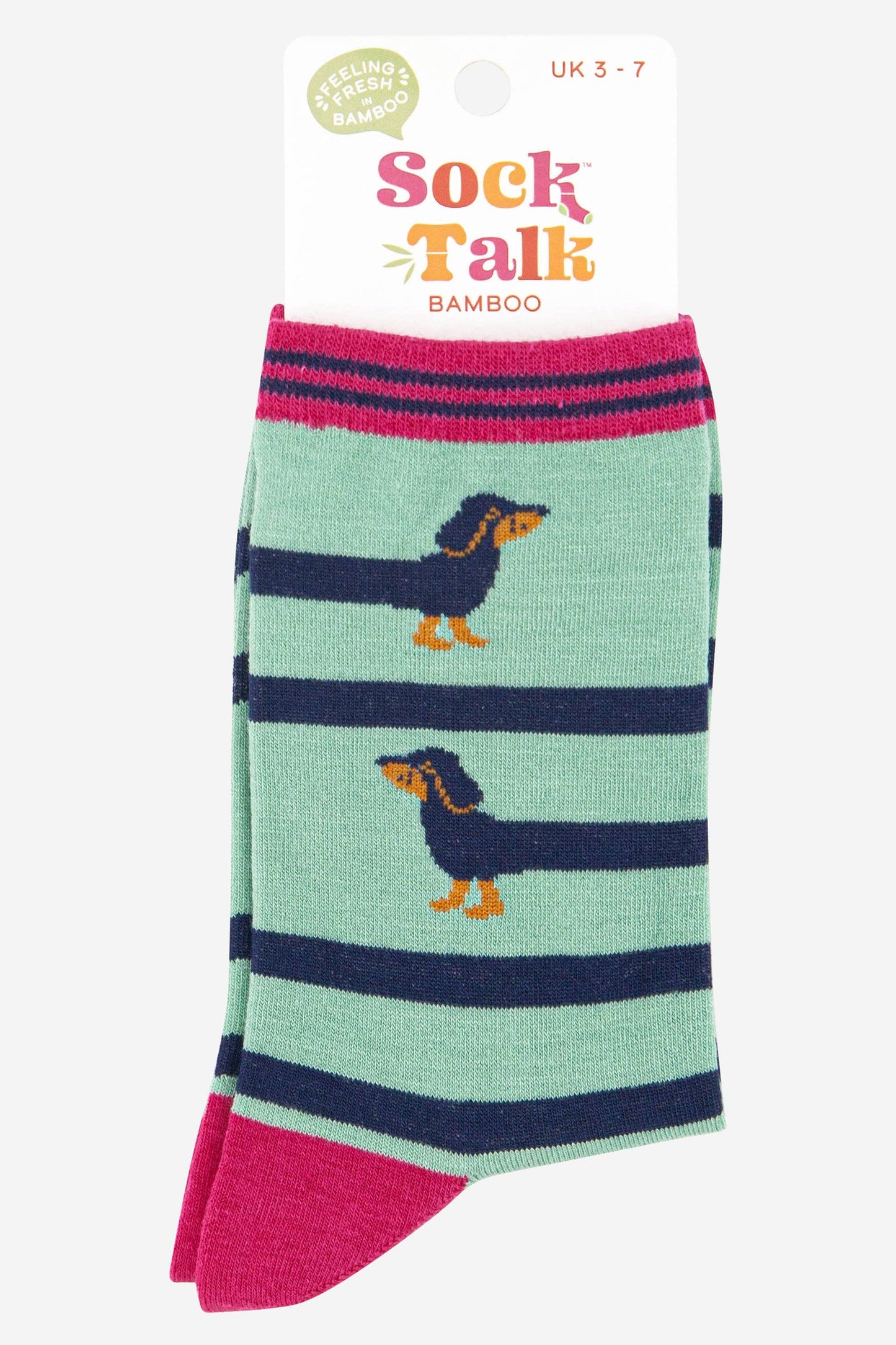 Sock Talk | Women's Winding Sausage Dog Bamboo Socks | UK 3-7 | EU 36-40