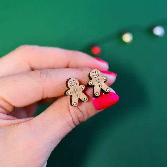 Silly Loaf | Gingerbread Man Christmas Stud Earrings