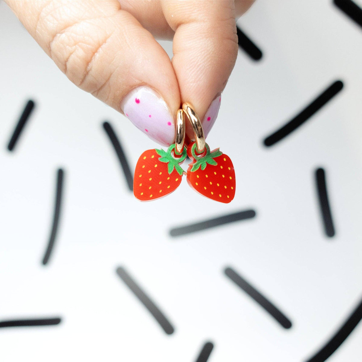 Silly Loaf | Strawberry Huggie Earrings