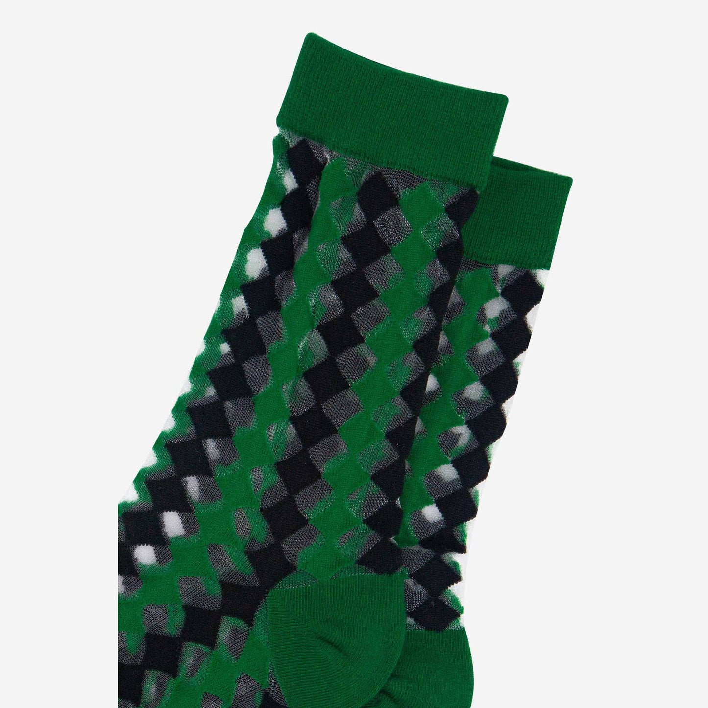 Sock Talk | Women's Sheer Ankle Socks | Green/Black, Diamond | UK 3-7