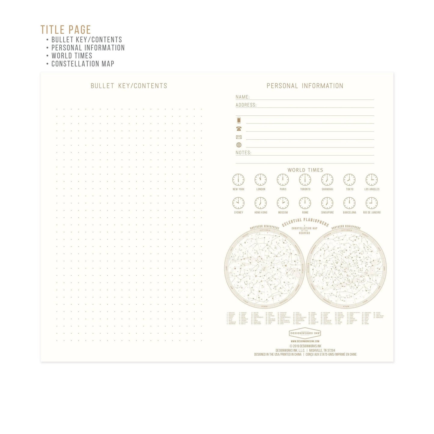 Designworks Collective | Designworks Ink Bookcloth Journal | Navy - Moon Phases