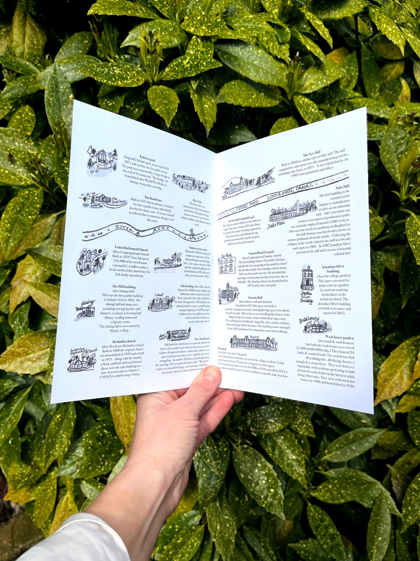 Jo Overend | Folded Saltaire Map | Black & White