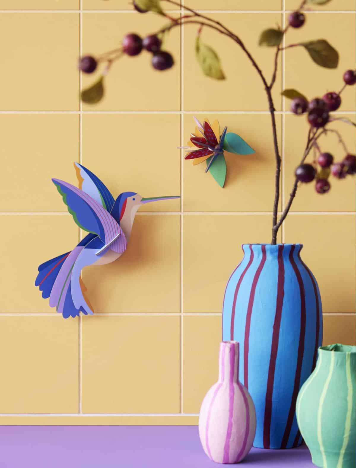 3D Wall Art | Hummingbird & Flower