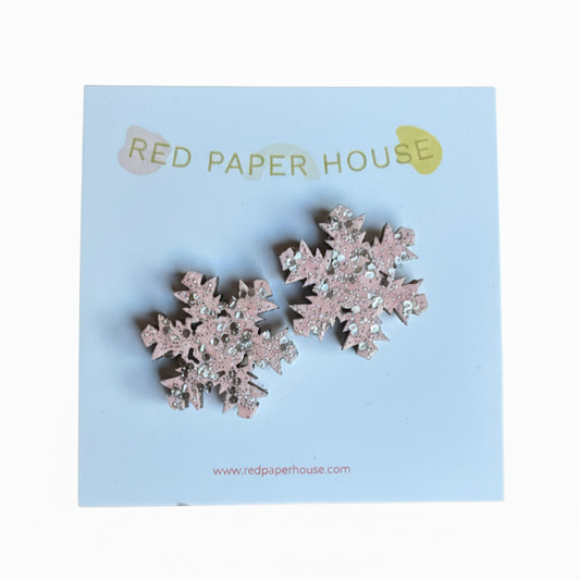 Red Paper House | Snow Flake Earrings | Pink