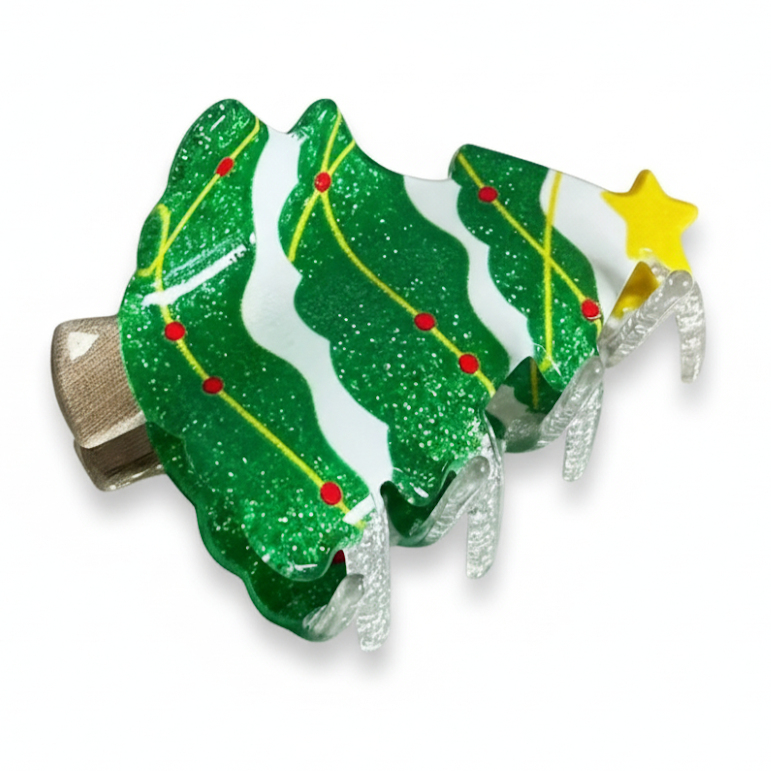 Hair Claw | Christmas | Snowy Tree