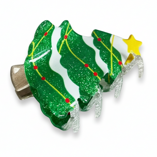 Hair Claw | Christmas | Snowy Tree